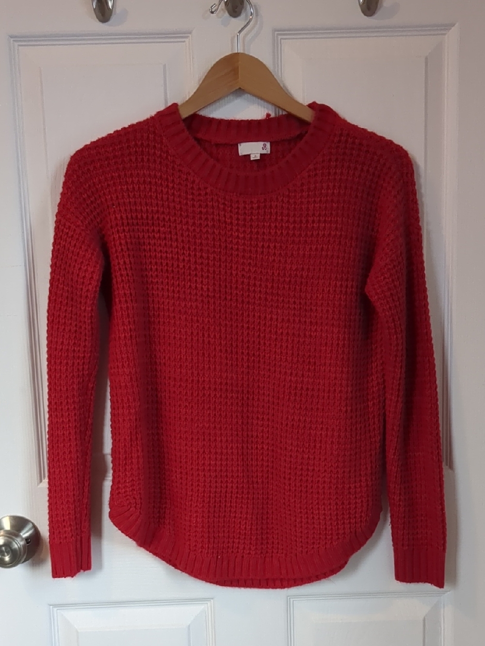 Red Knit Crewneck Sweater Small SO